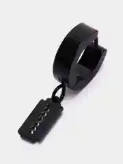 Черный сережка из стали с подвеской "Лезвие"