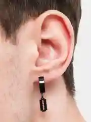 Серебряный сережка из стали с подвеской "Лезвие"
