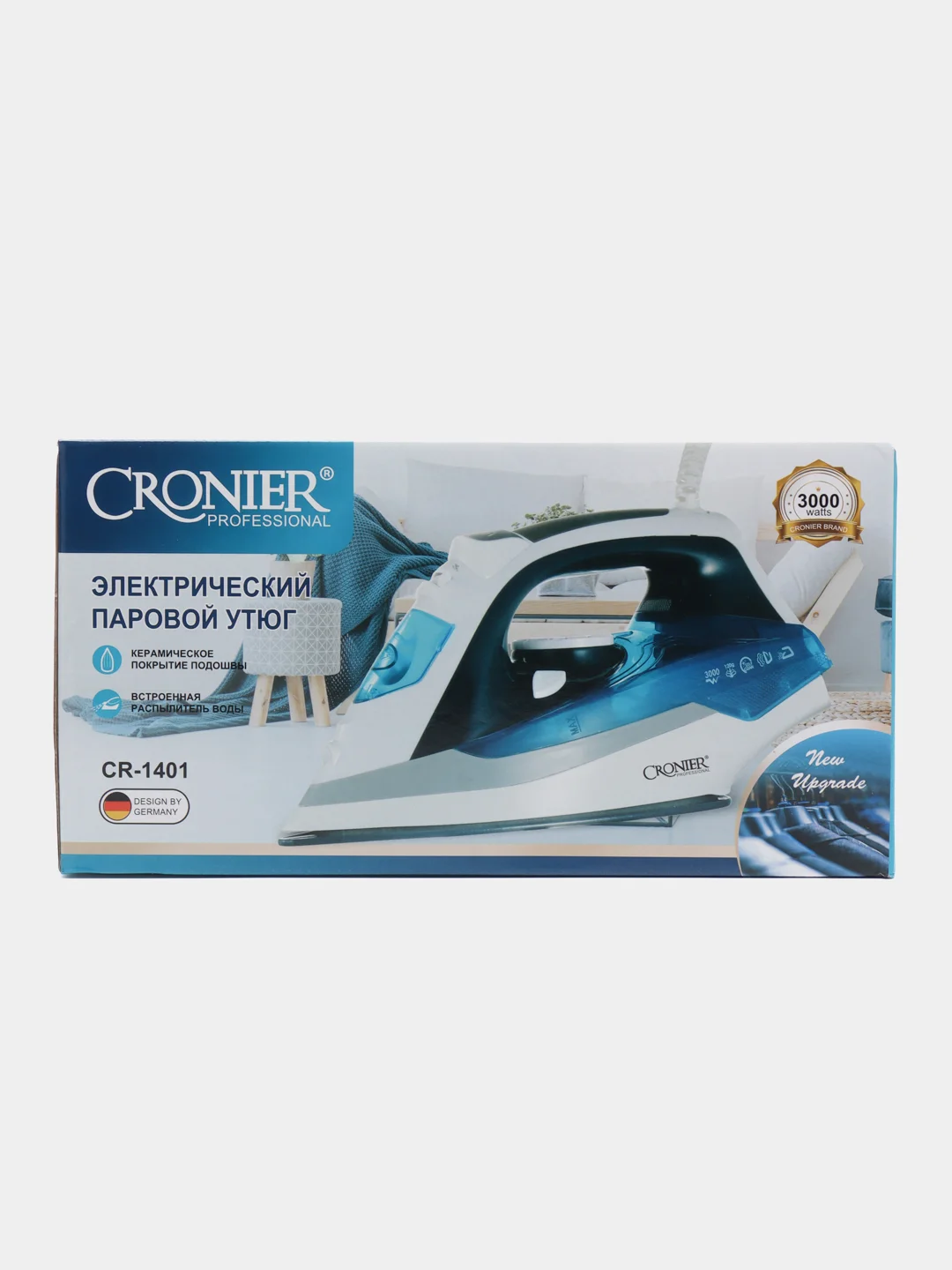 Электрический паровой утюг-отпариватель CRONIER, многофункциональный