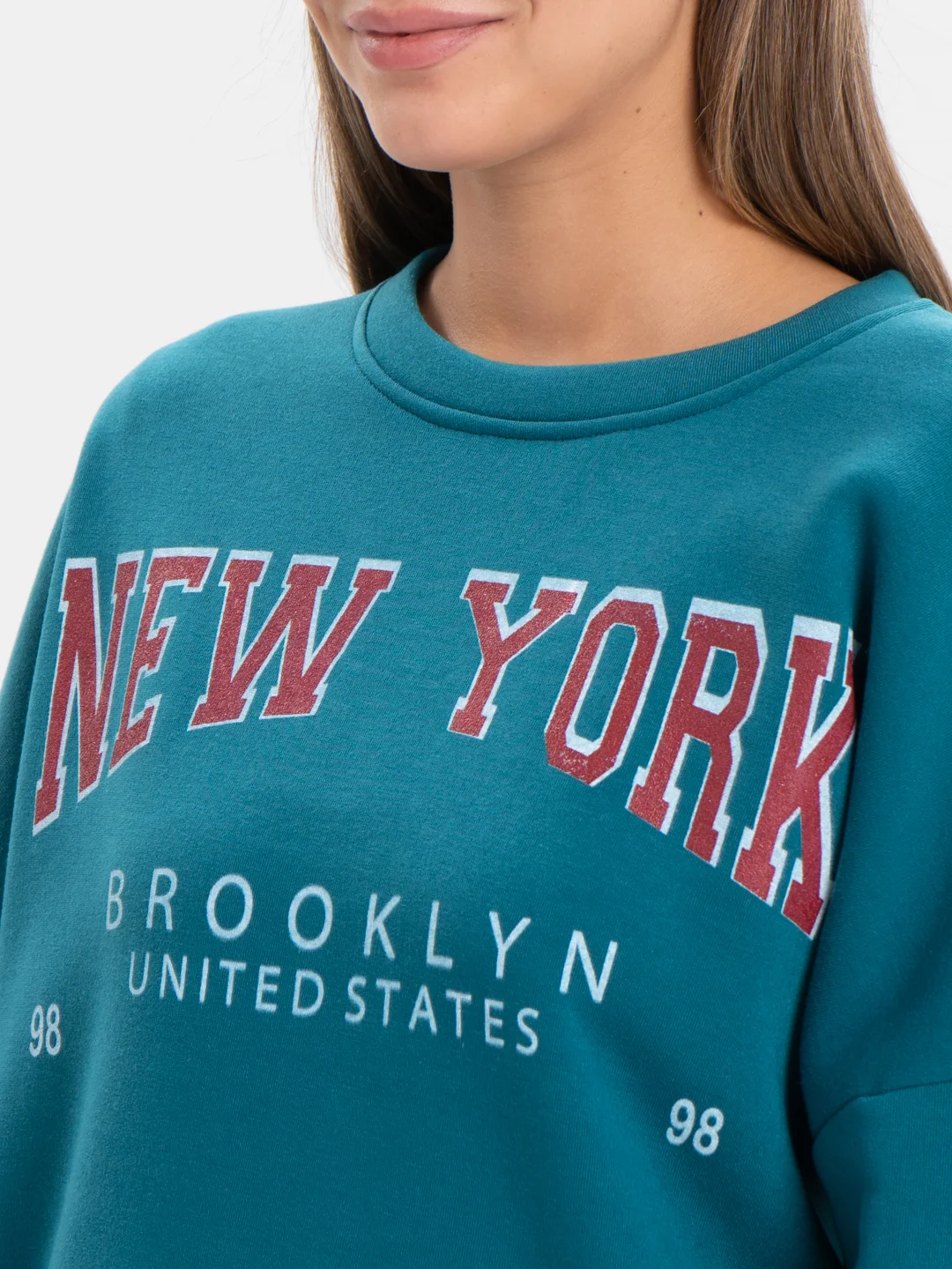 Бежевый женский спортивный костюм, на флисе, с принтом "New York": худи и штаны