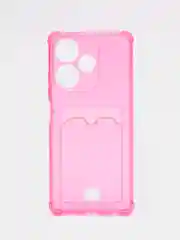 Фуксия чехол для Infinix Hot 30, Инфиникс Хот 30 прозрачный, с карманом для карты