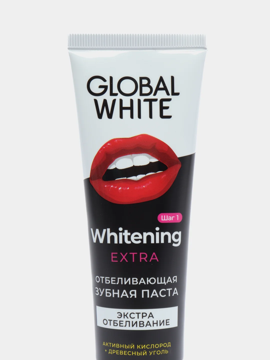 GLOBAL WHITE / Отбеливающая зубная паста / двойное отбеливание с древесным углем 100 г