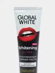 GLOBAL WHITE / Отбеливающая зубная паста / двойное отбеливание с древесным углем 100 г