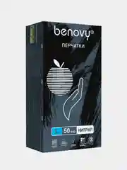 Черный перчатки нитриловые смотровые BENOVY Nitrile MultiColor, черные, 50 пар, 100 штук