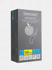 Синий перчатки нитриловые смотровые BENOVY Nitrile Chlorinated, 100 пар (200шт)