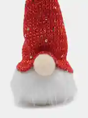 Красный новогодний гном светящийся, игрушка елочная, 20 см