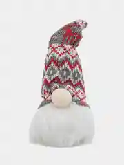 Бордовый новогодний гном светящийся, игрушка елочная, 20 см