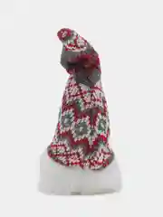 Бордовый новогодний гном светящийся, игрушка елочная, 20 см