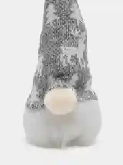 Серый новогодний гном светящийся, игрушка елочная, 20 см