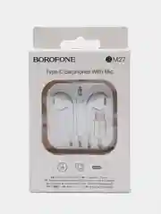 Белый проводные наушники с регулятором громкости, длина 1,2 м., Type-C, Borofone BM27