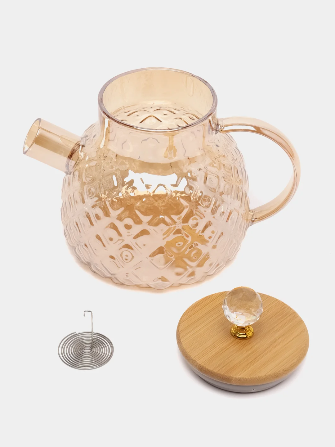 Чайник заварочный, стеклянный, с бамбуковой крышкой, 1000 мл, 1800 мл