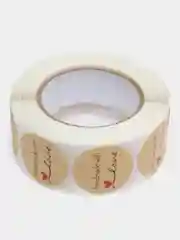 Бежевый этикетки-наклейки "Handmade with love" для упаковки, 500 наклеек