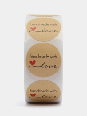 Этикетки-наклейки "Handmade with love" для упаковки, 500 наклеек