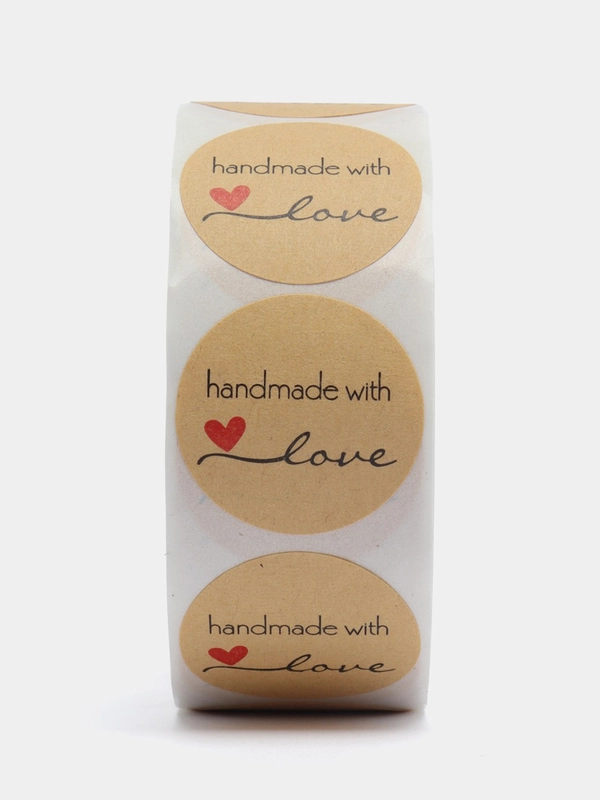 Этикетки-наклейки "Handmade with love" для упаковки, 500 наклеек