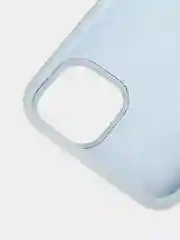 Небесно-голубой чехол для iPhone 15 Plus силиконовый ROSCO матовый с микрофиброй, бортиком защитой камер