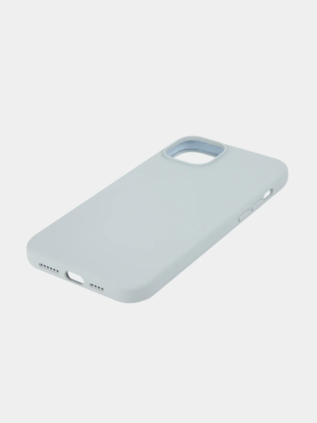 Небесно-голубой чехол для iPhone 15 Plus силиконовый ROSCO матовый с микрофиброй, бортиком защитой камер