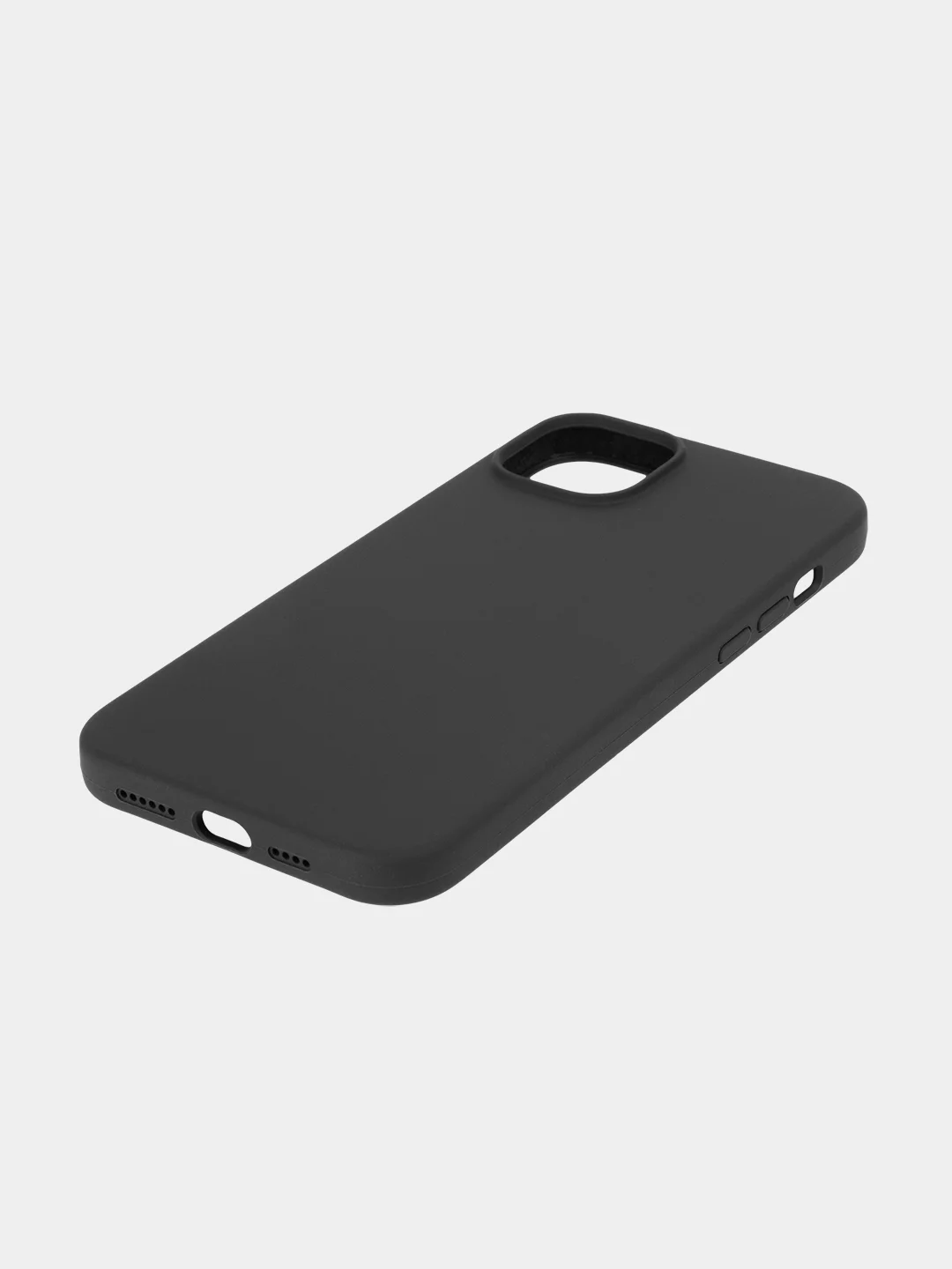 Черный чехол для iPhone 15 Plus силиконовый ROSCO матовый с микрофиброй, бортиком защитой камер