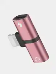 Розовый переходник/адаптер/разветвлитель для наушников и зарядки  iPhone Lightning-2xLightning