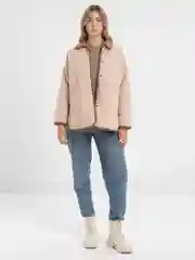Бежевый куртка-рубашка oversize стеганная, женская, осенняя