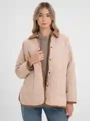Бежевый куртка-рубашка oversize стеганная, женская, осенняя