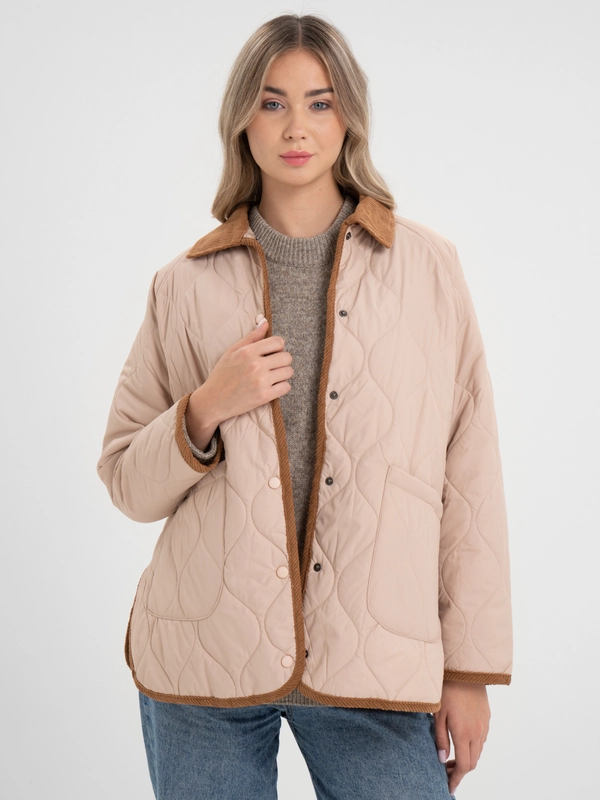 Куртка-рубашка oversize стеганная, женская, осенняя