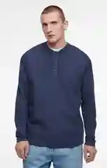 Темно-синий лонгслив мужской oversize хлопковый с застежкой на груди Befree