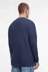 Темно-синий лонгслив мужской oversize хлопковый с застежкой на груди Befree