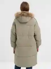 Бежевый куртка, пуховик женский, зимний, с натуральным мехом