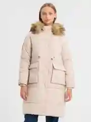 Бежевый куртка женская, зимняя, с мехом