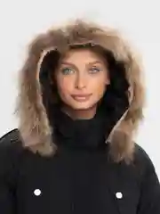 Черный куртка, пуховик женский, зимний, с натуральным мехом