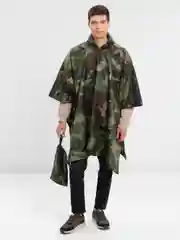 Лесной зеленый пончо-дождевик с капюшоном