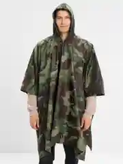 Лесной зеленый пончо-дождевик с капюшоном