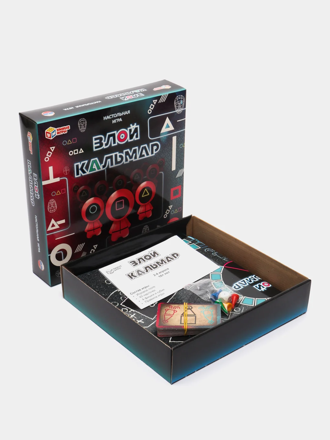 Злой кальмар .Настольная игра квадрат. 40 карточек. По мотивам "Игра в кальмара"