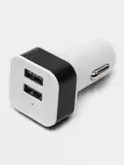 Серебряный автомобильное зарядное устройство 2xUSB с индикатором 1А, 2.1А / Автомобильный адаптер