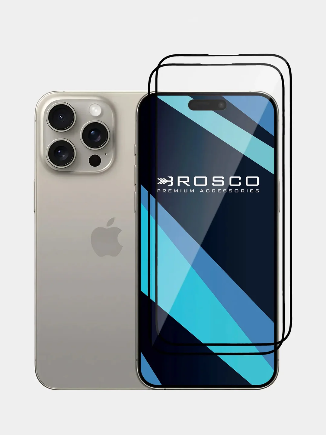 Белый стекло для iPhone 15 Pro защитное ROSCO олеофобное покрытие, матовое, антишпион с рамкой