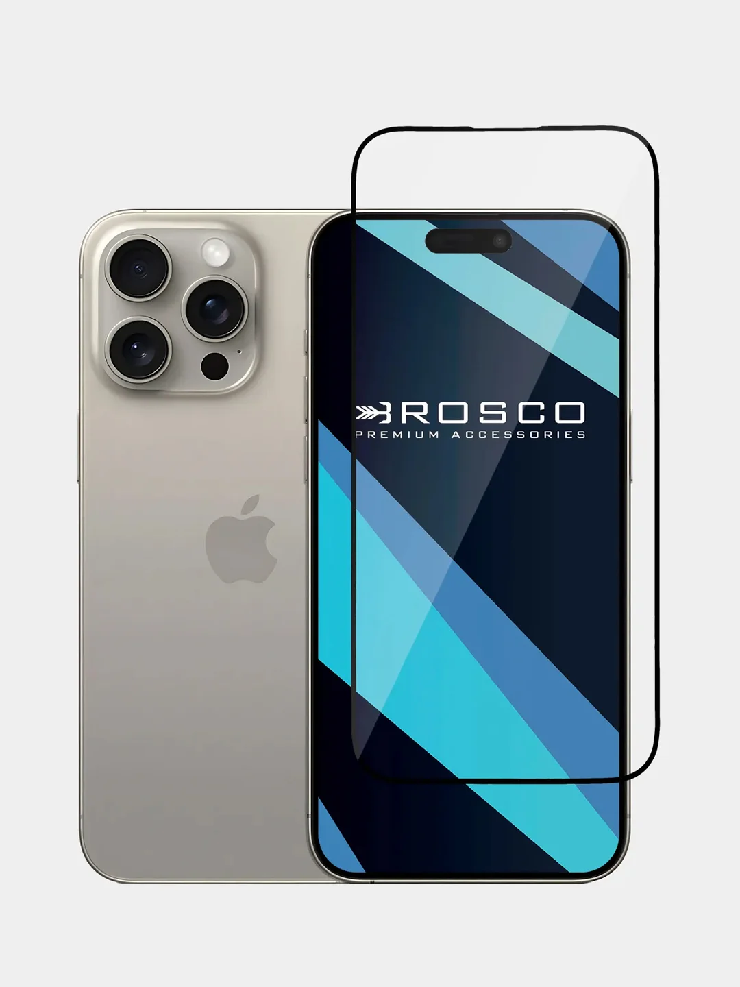 Белый стекло для iPhone 15 Pro защитное ROSCO олеофобное покрытие, матовое, антишпион с рамкой