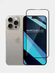 Белый стекло для iPhone 15 Pro защитное ROSCO олеофобное покрытие, матовое, антишпион с рамкой