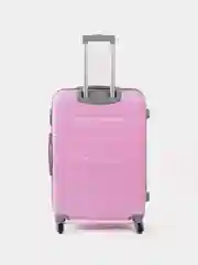 Розовый пластиковый чемодан на колесах, с кодовым замком