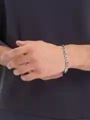 Черный серебристая цепочка с браслетом, в подарочной коробке