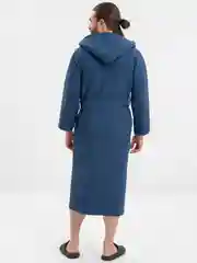 Индиго халат мужской из натурального хлопка, с капюшоном,Ткань - вафельная (хлопок 100%)