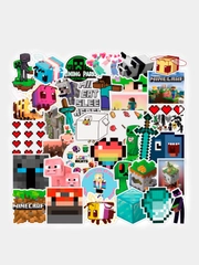 Наклейки стикеры для скрапбукинга Майнкрафт/Minecraft /набор 2/50шт/ Стикерпак