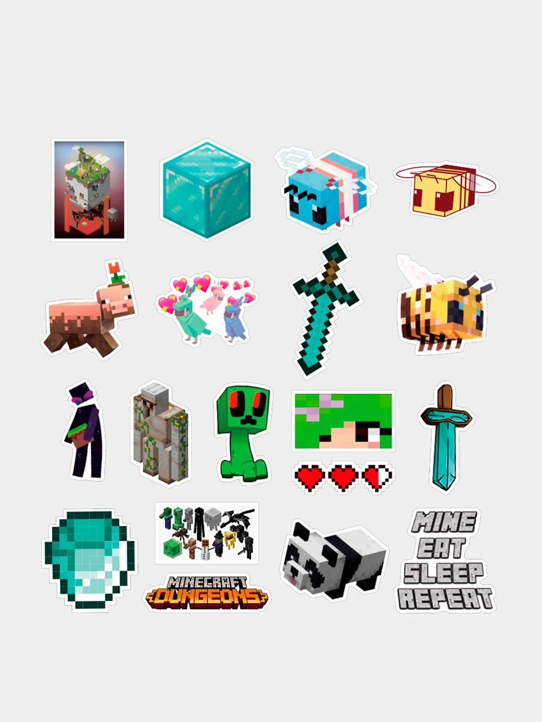 Наклейки стикеры для скрапбукинга Майнкрафт/Minecraft /набор 2/50шт/ Стикерпак