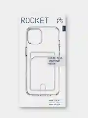 Чехол для iPhone 15 Plus Rocket Clear Plus, TPU, с отделением для карты, прозрачный