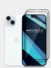 Прозрачный 1-2шт стекло для iPhone 15 Plus защитное ROSCO олеофобное покрытие матовое антишпион рамка
