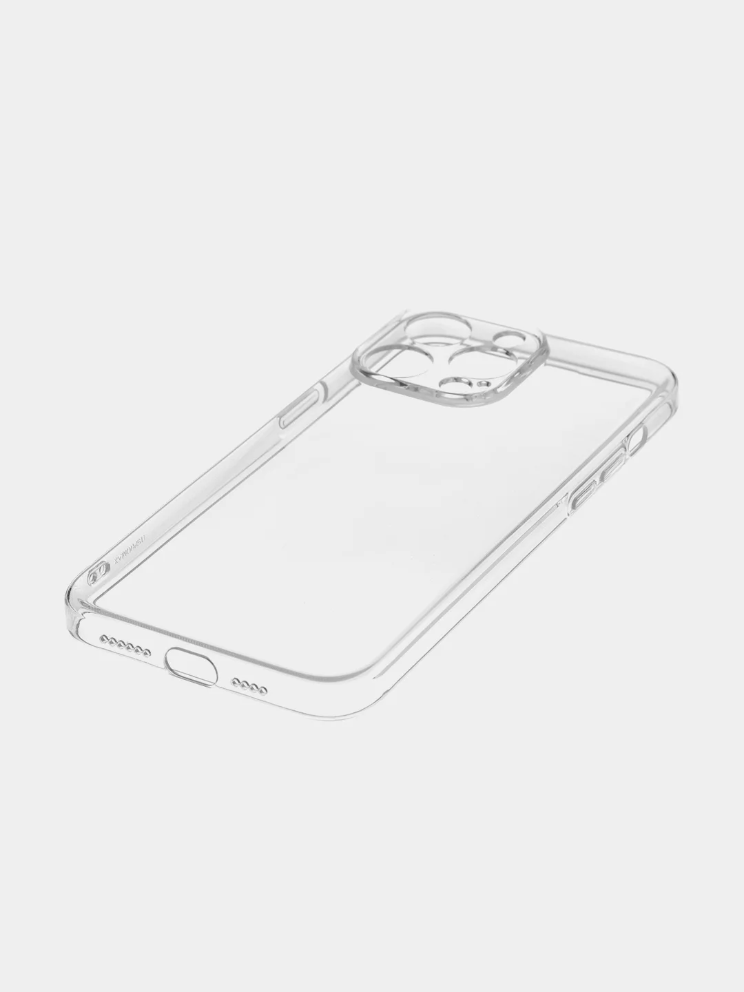 Прозрачный чехол для iPhone 15 Pro Max силиконовый BROSCORP, матовый/ прозрачный, бортик- защита камер