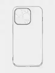 Прозрачный чехол для iPhone 15 Pro силиконовый BROSCORP матовый/ прозрачный/ с карманом, защита камер