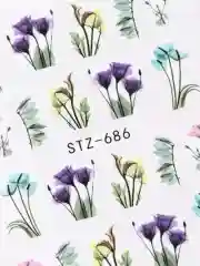 Наклейки для ногтей, слайдеры с цветами, 34 вида, 3 штуки