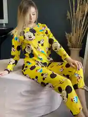 Желтый пижама женская, со штанами