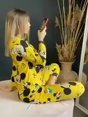 Желтый пижама женская, со штанами