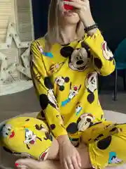 Желтый пижама женская, со штанами